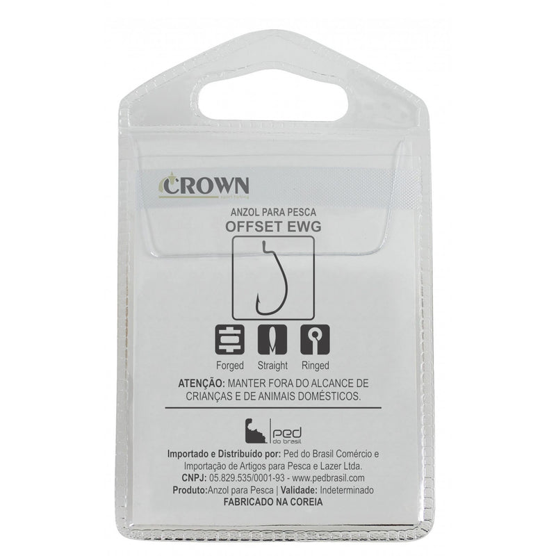 Anzol Offset EWG 5/0 Crown Forjado Cartela com 5 Unidades