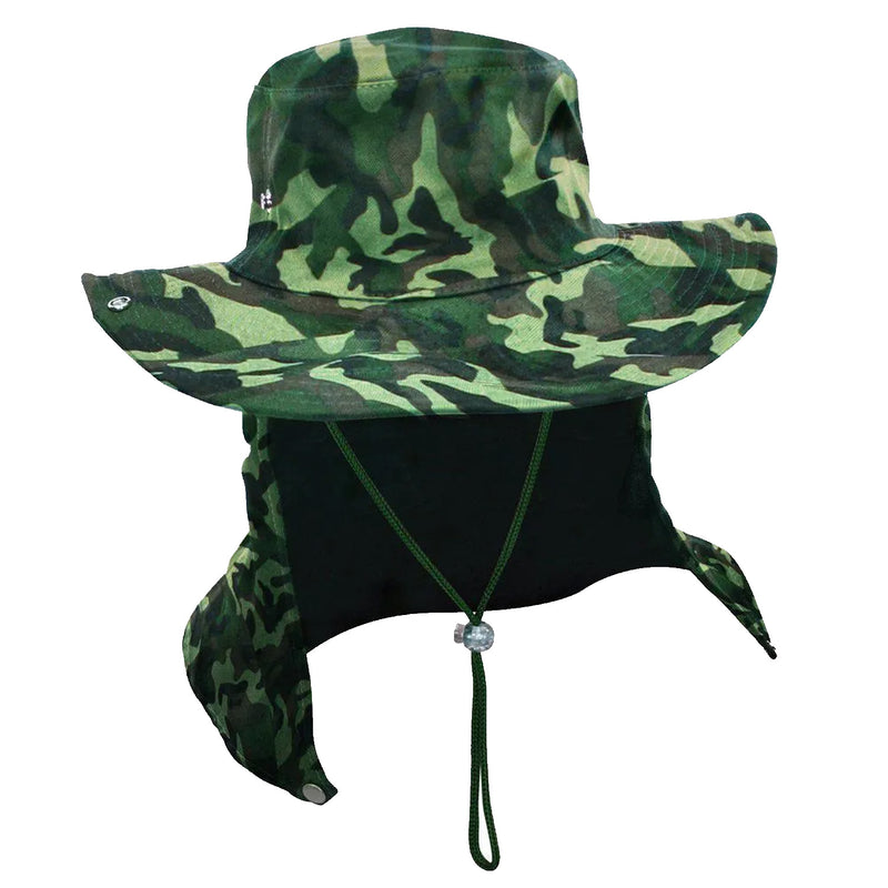Chapéu de Pesca Safari Jogá com Protetor Solar Nucal E Cinta Fixadora de Pescoço Cor Camuflado