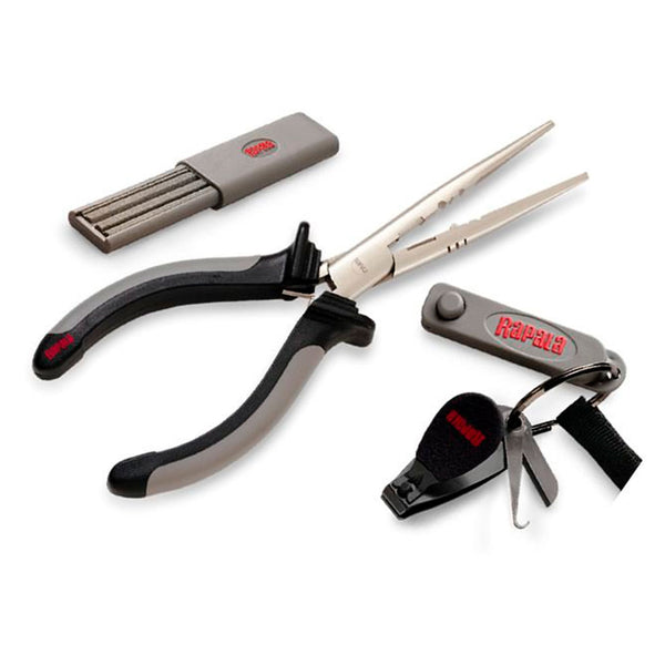 Kit Combo Rapala Alicate Afiador de Anzol e Cortador de Linha